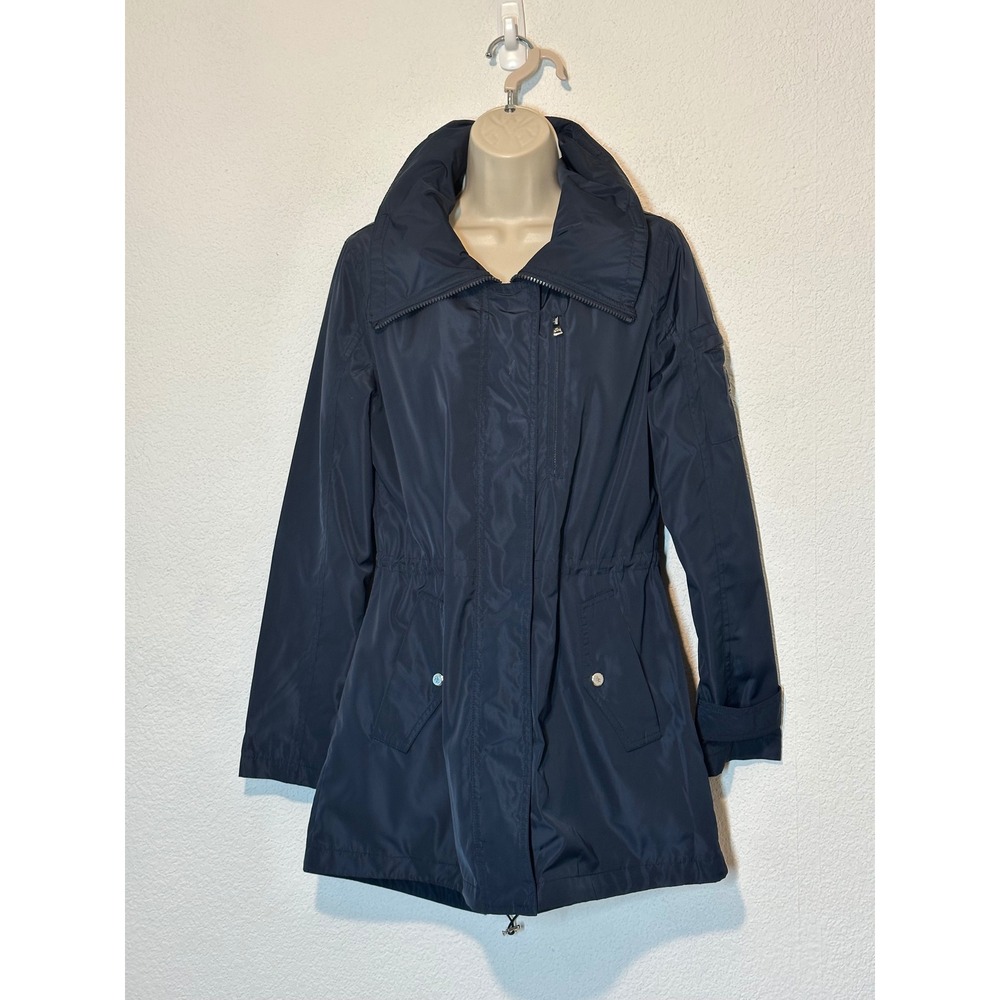 Lauren Ralph Lauren Navy Blue Anorak Jacket Hidden Hood Cinched Waist Womens SP